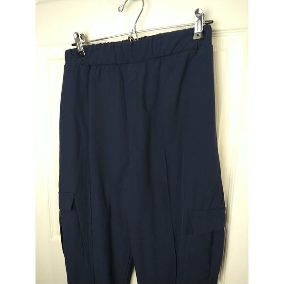 Boohoo Men's L Pants Technical Slim Fit Stretch Cargo Blue - Picture 2 of 10